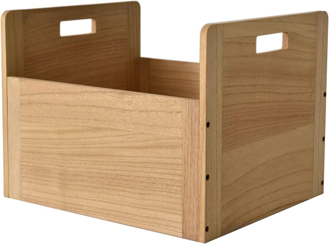 Wooden Vinyl Record Storage Box Storage Crate Box for LP Hold Up to 80 Records Natural